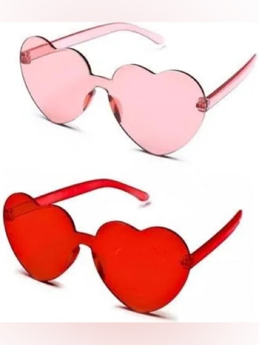 Pink & Red Rimless Heart Sunglasses